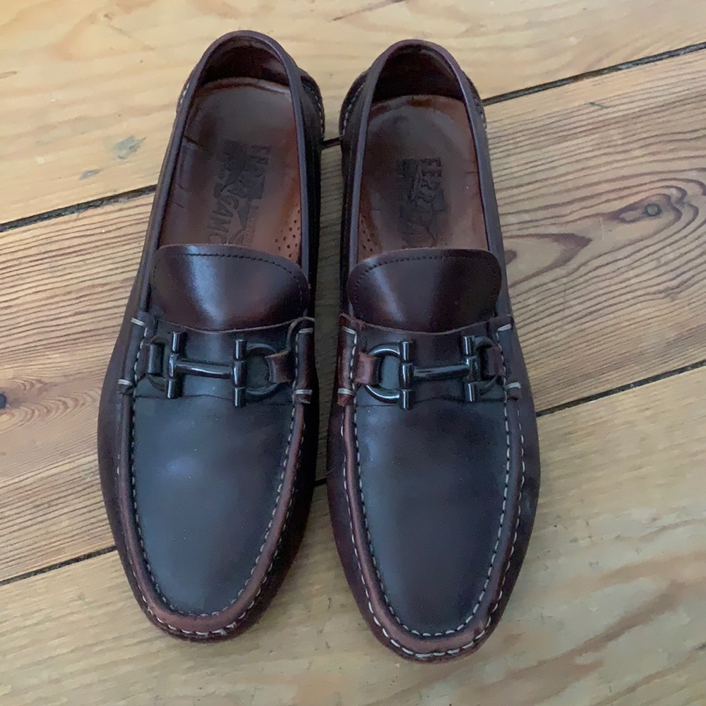 Mens Brown Ferragamo Loafers Size 10
